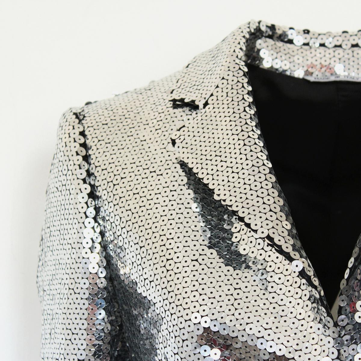 Moschino Silver Sequins Jacket, 1990s In New Condition For Sale In Gazzaniga (BG), IT