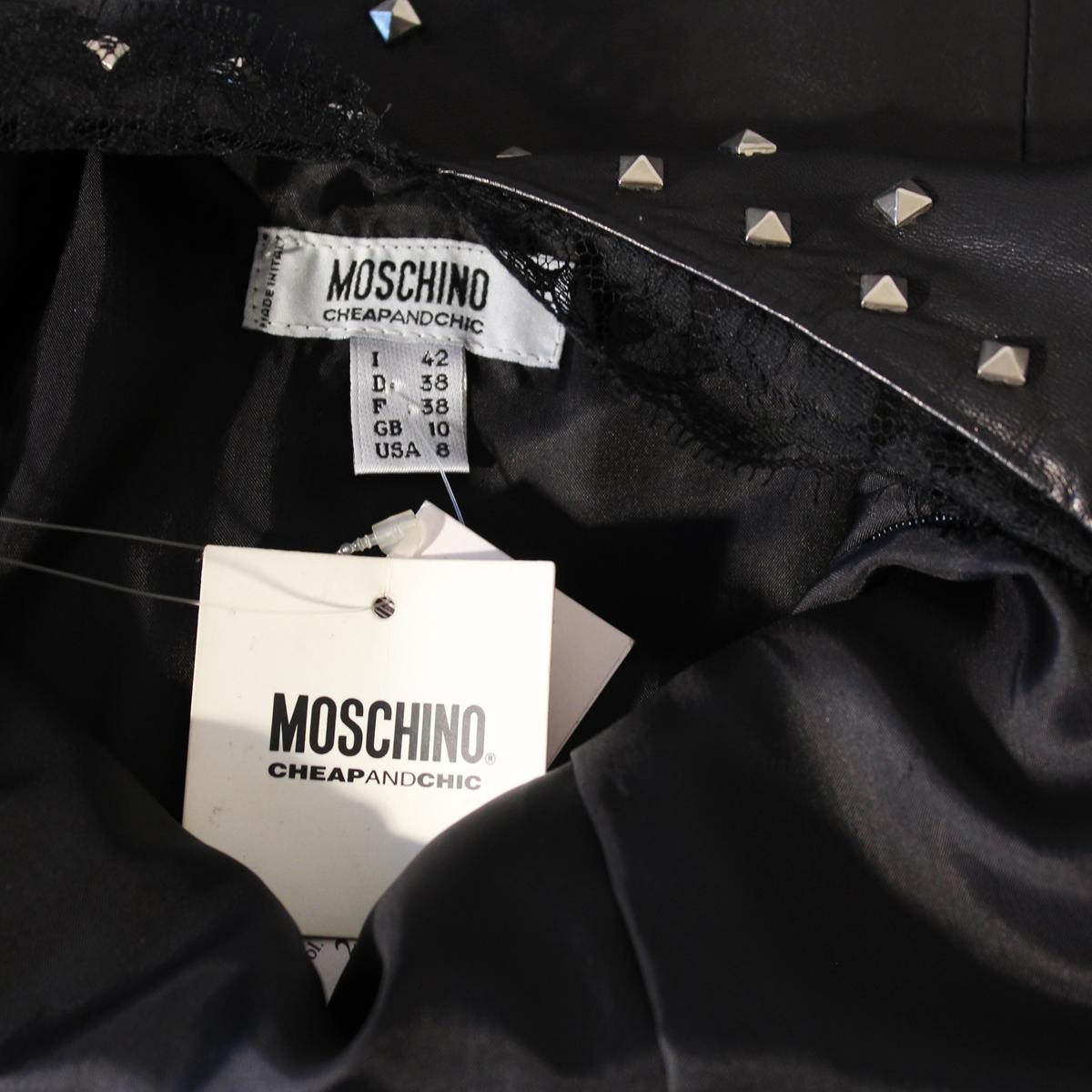 Black Moschino Vintage Leather Dress, 1990s