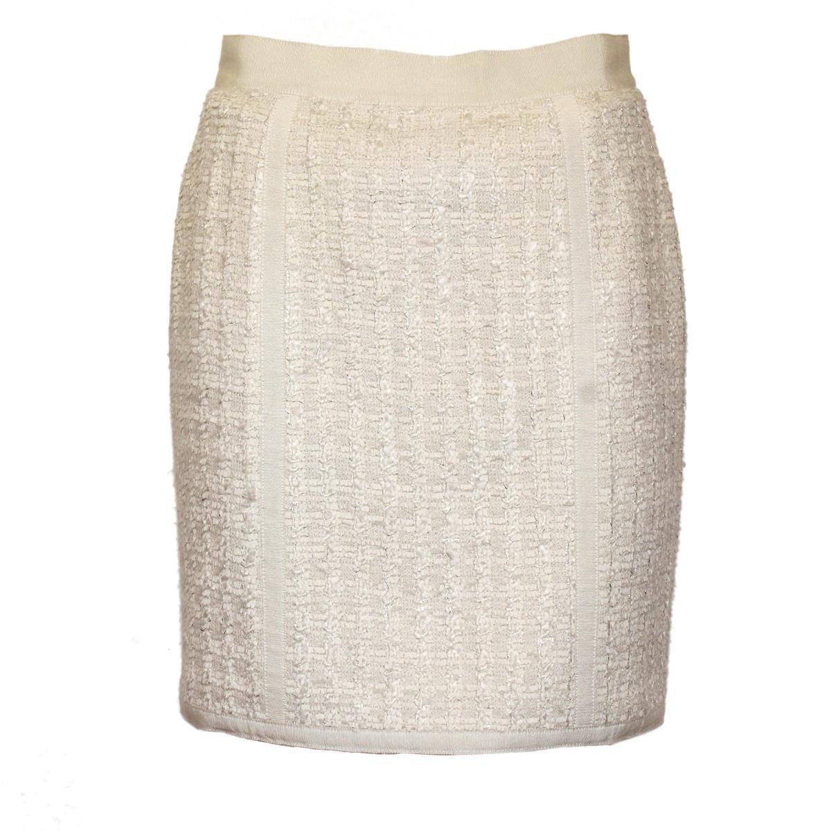 Chanel Cream Wool Skirt 42
