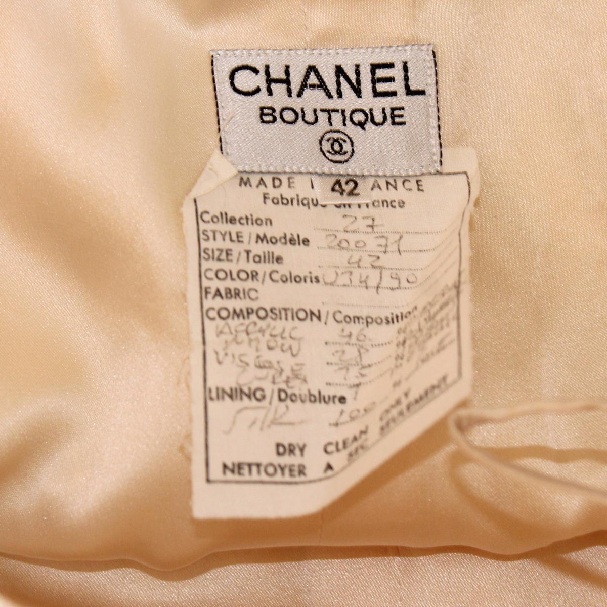 Chanel Cream Wool Skirt 42 In Excellent Condition In Gazzaniga (BG), IT
