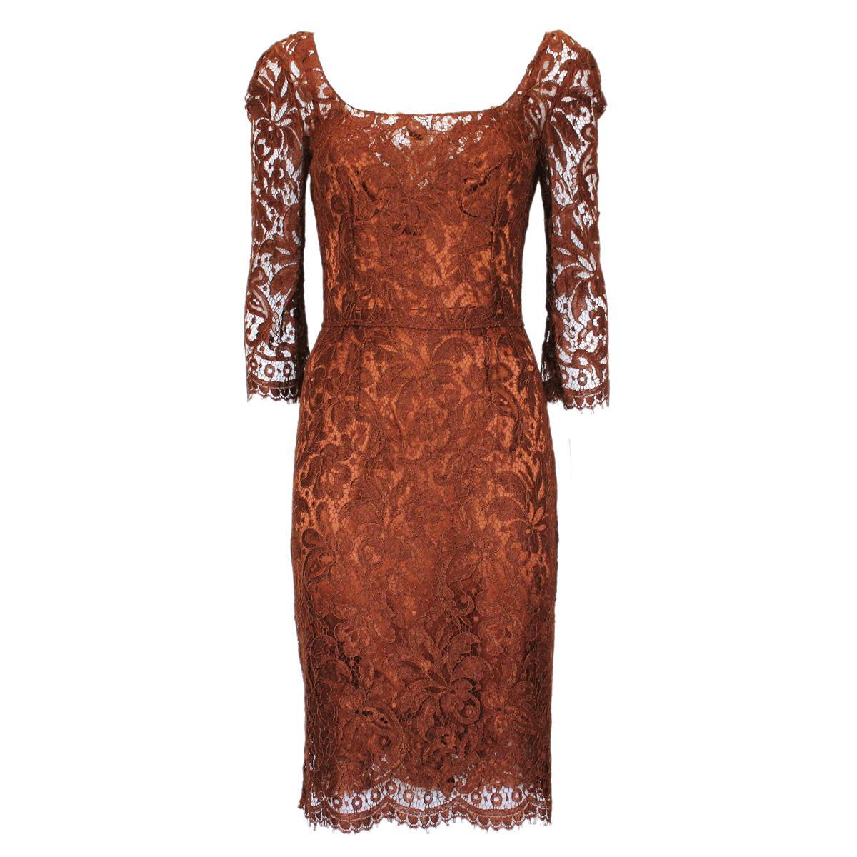 Dolce & Gabbana Rust Lace Dress 40