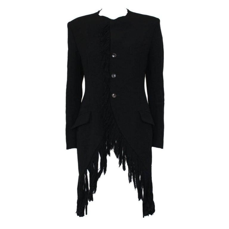 Yohji Yamamoto Fringe Wool Coat S at 1stDibs