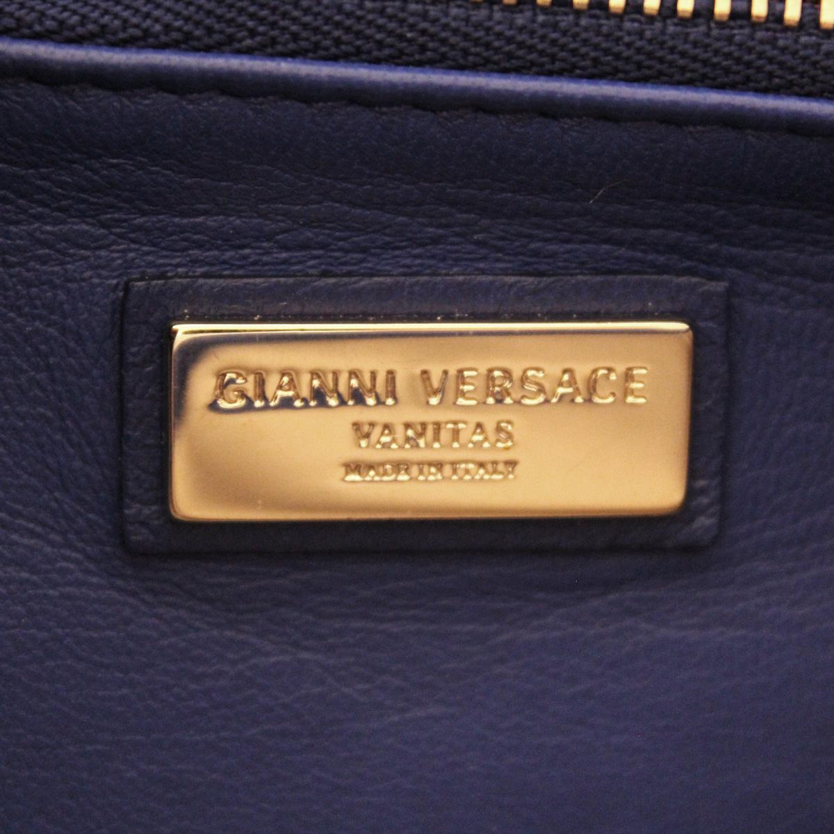 Women's Gianni Versace Blue China Leather Baroque Bag