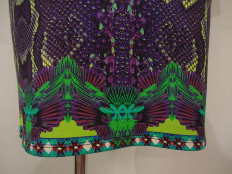 Roberto Cavalli Multicolored Printed Python Dress For Sale 1