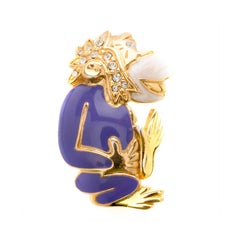 Vintage 1950s Violet  Monkey Brooch