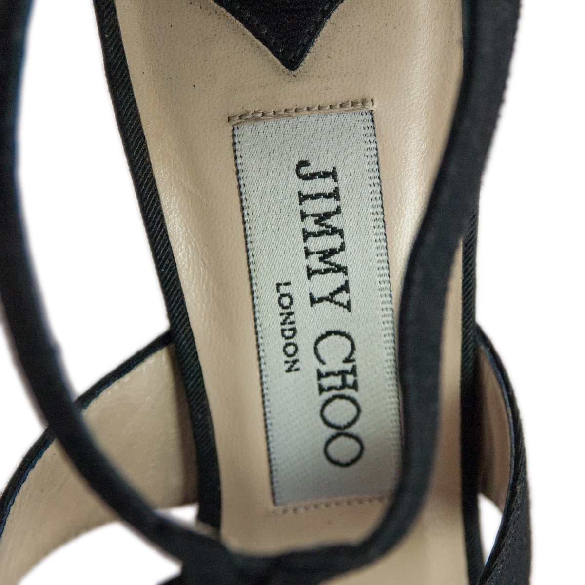 Jimmy Choo - Sandales en satin noir Excellent état - En vente à Gazzaniga (BG), IT