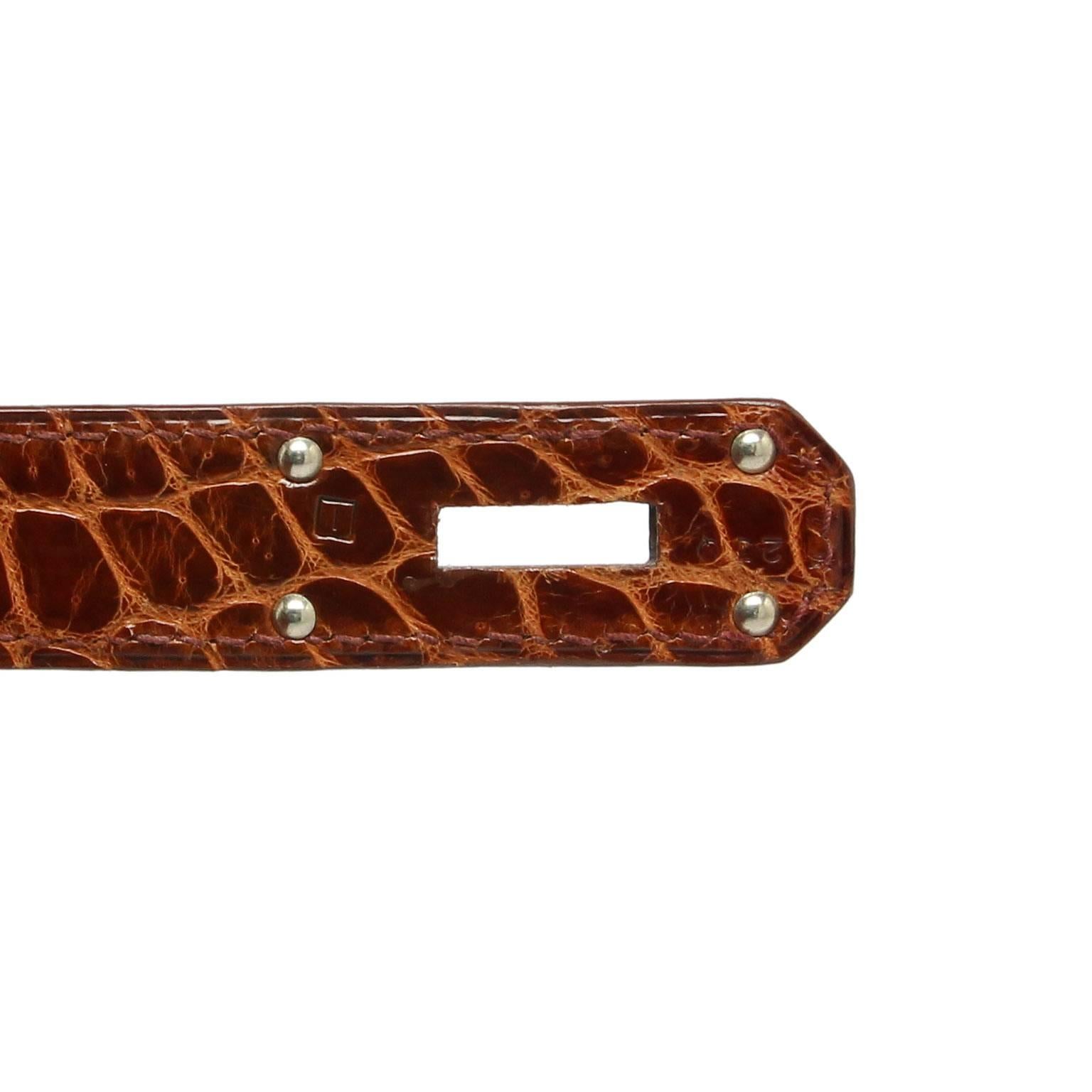 Hermes JPG Shoulder Birkin Miel Shiny Porosus Croc Palladium Hardware  In Excellent Condition For Sale In London, GB