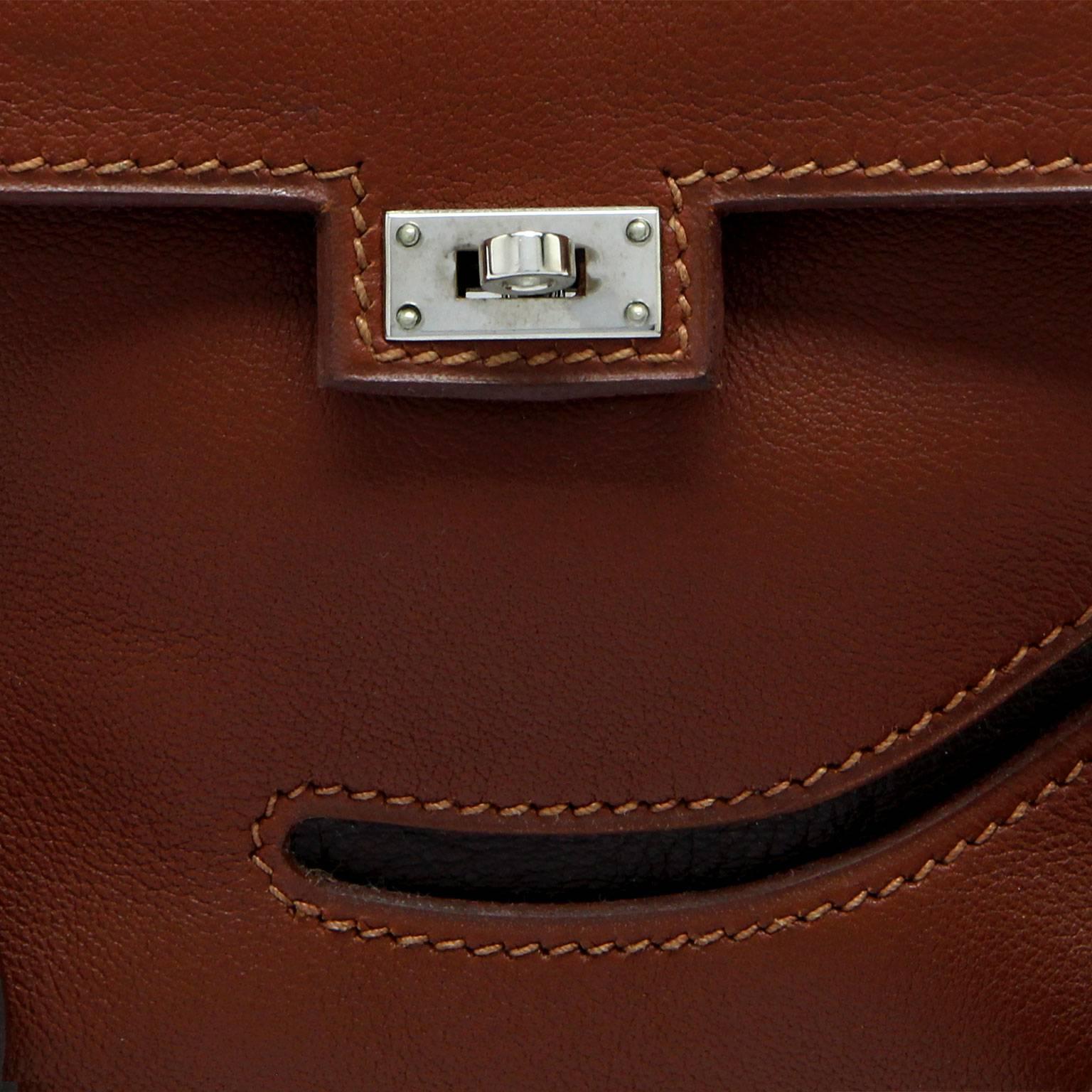 Hermes Kelly Doll Brown Gulliver Palladium Hardware  In Excellent Condition For Sale In London, GB