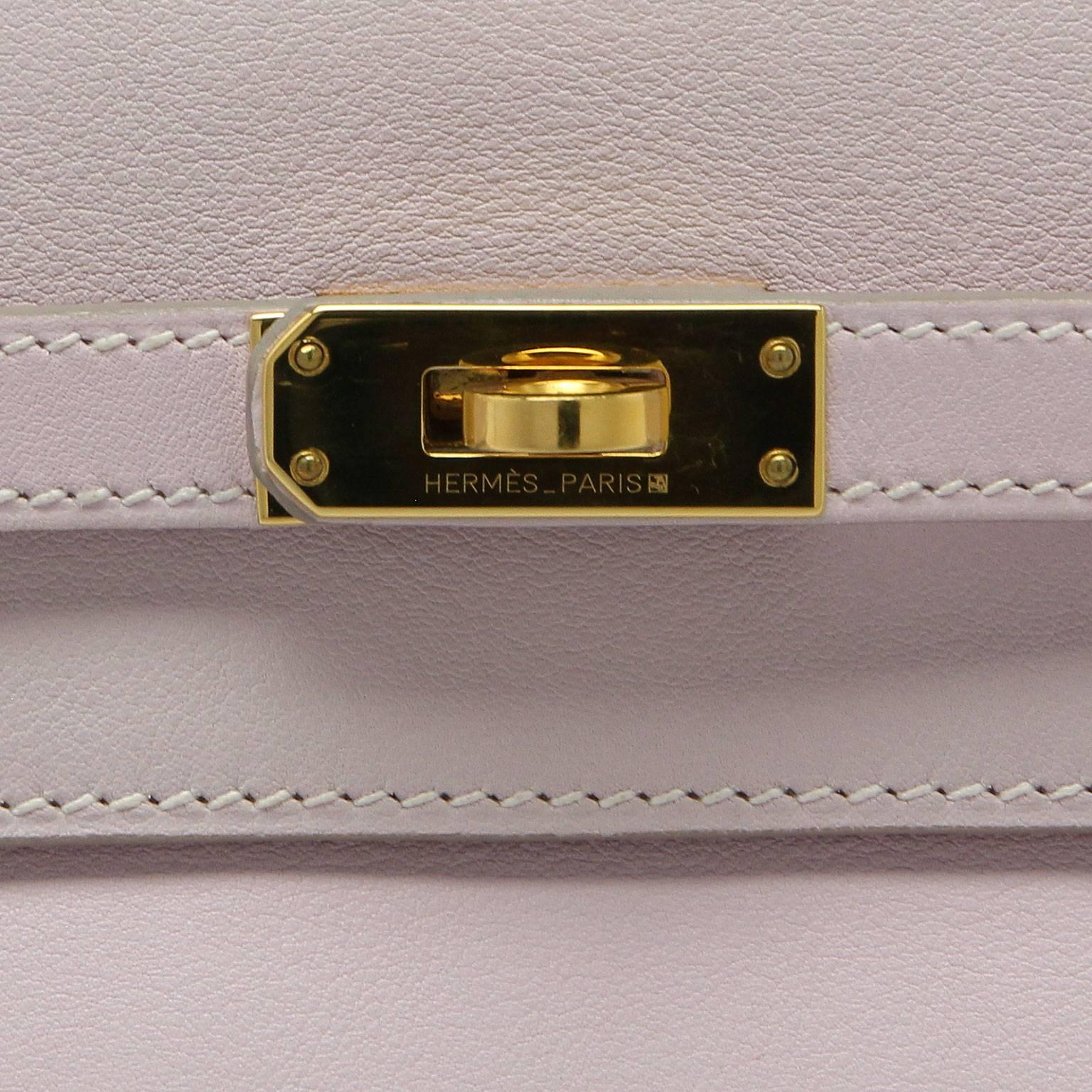 Women's Hermes Kelly Danse Rose Dragee Swift Gold Hardware