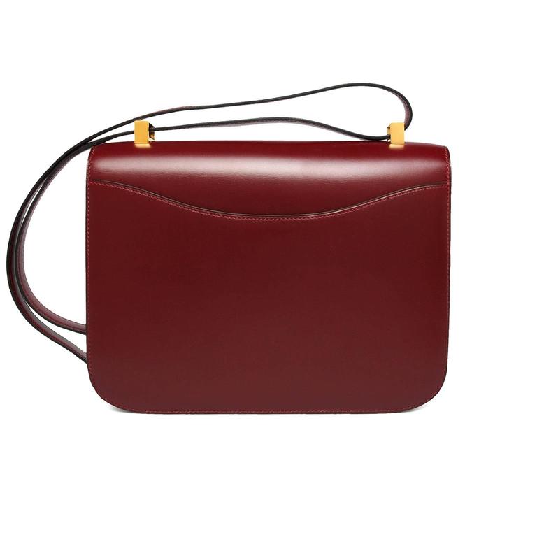 Hermes Constance 23cm Rouge Hermes Box Gold Hardware For Sale at