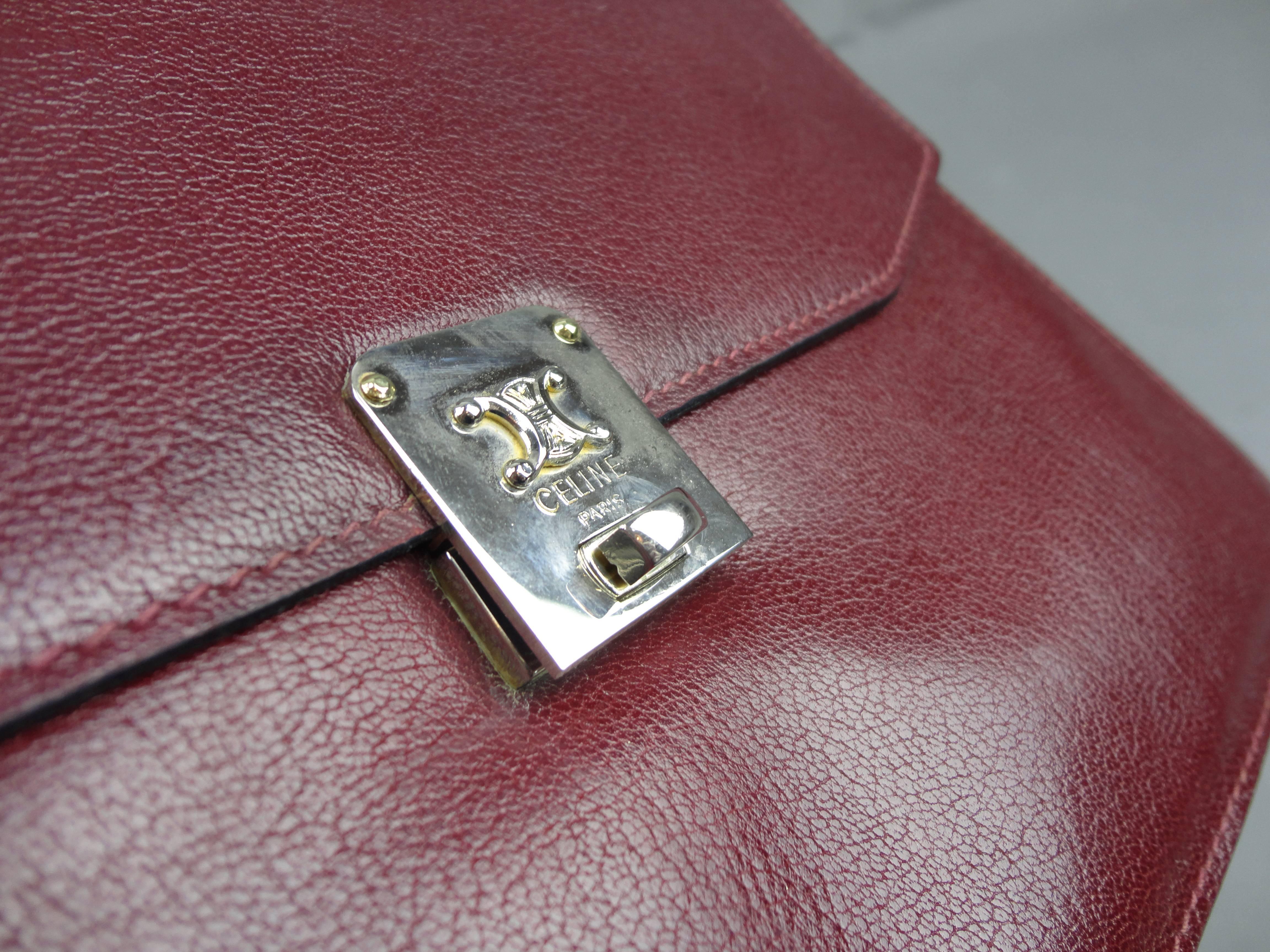 Vintage Celine Burgundy Clutch 2