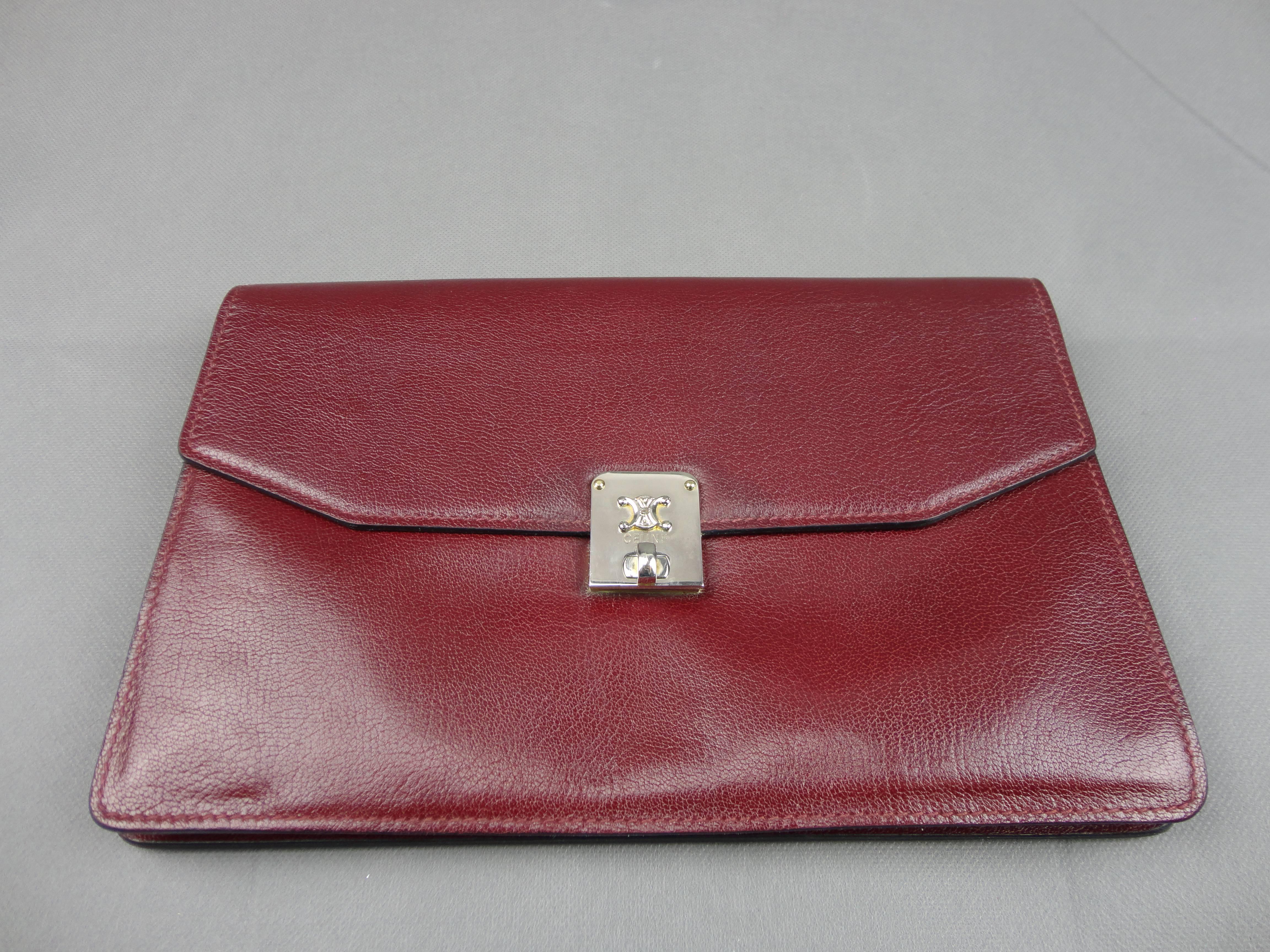 Vintage Celine Burgundy Clutch 3