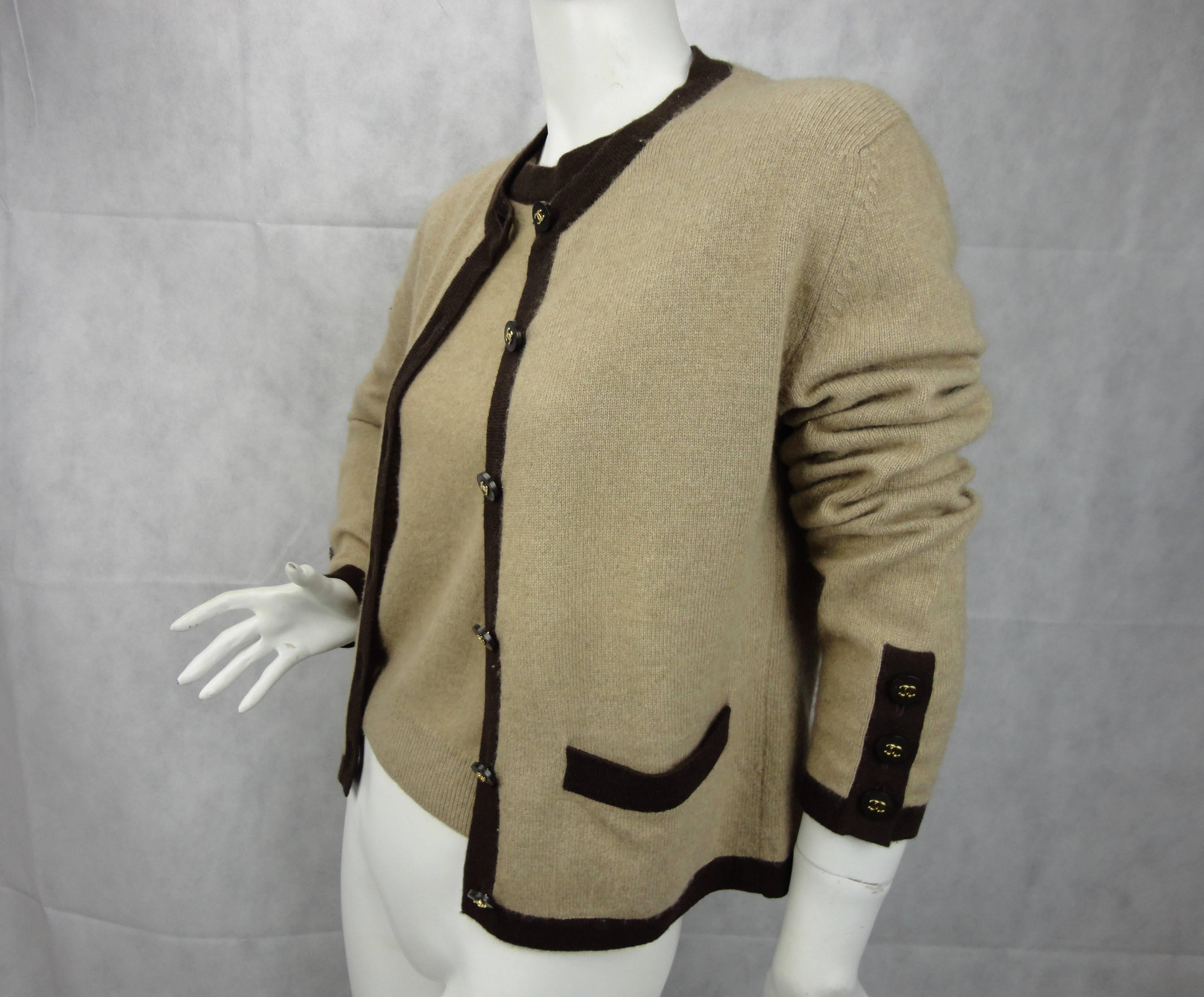 1990s Chanel 100% Cashmere Cardigan Top Twinset 1