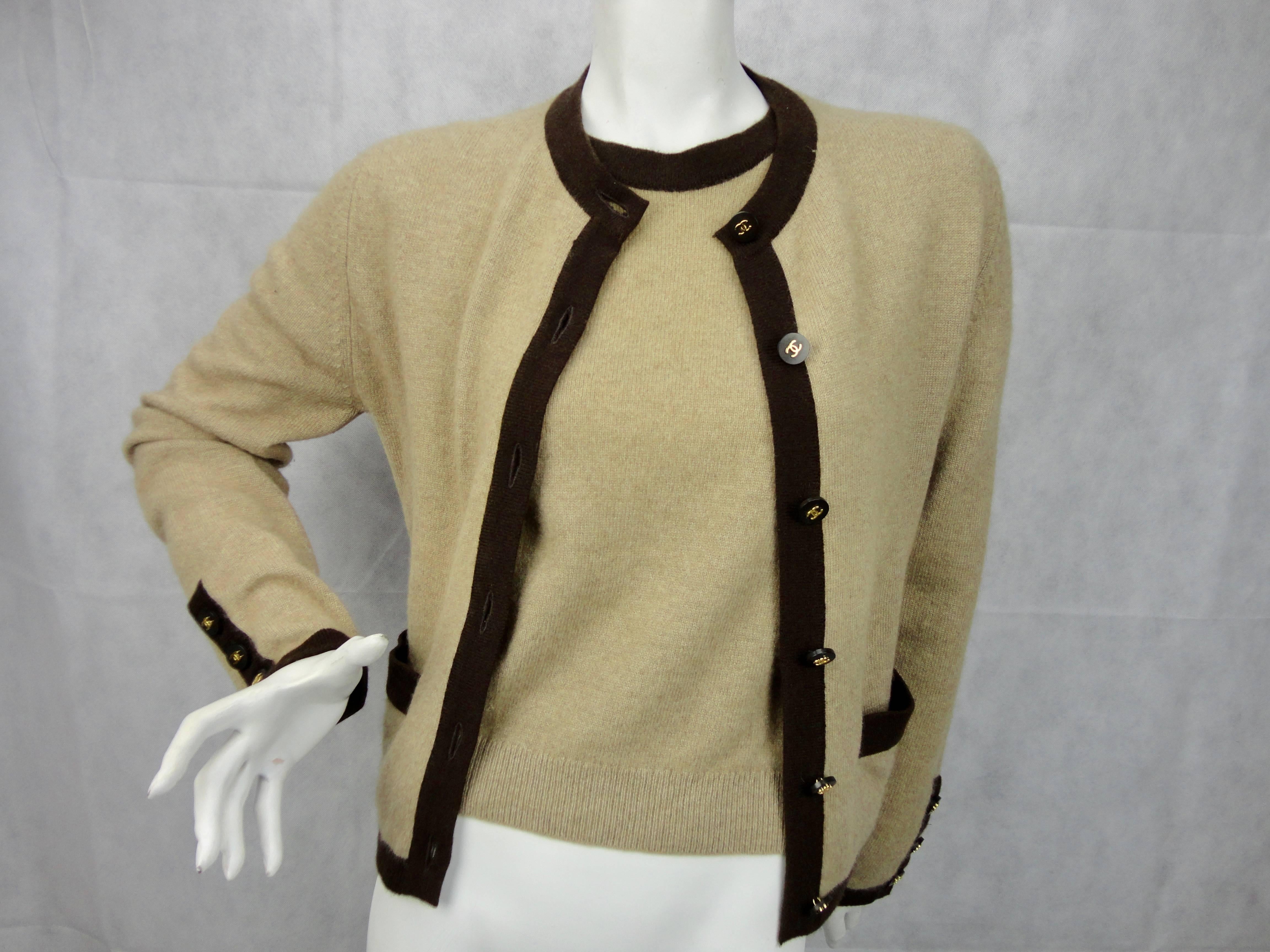 Women's 1990s Chanel 100% Cashmere Cardigan Top Twinset