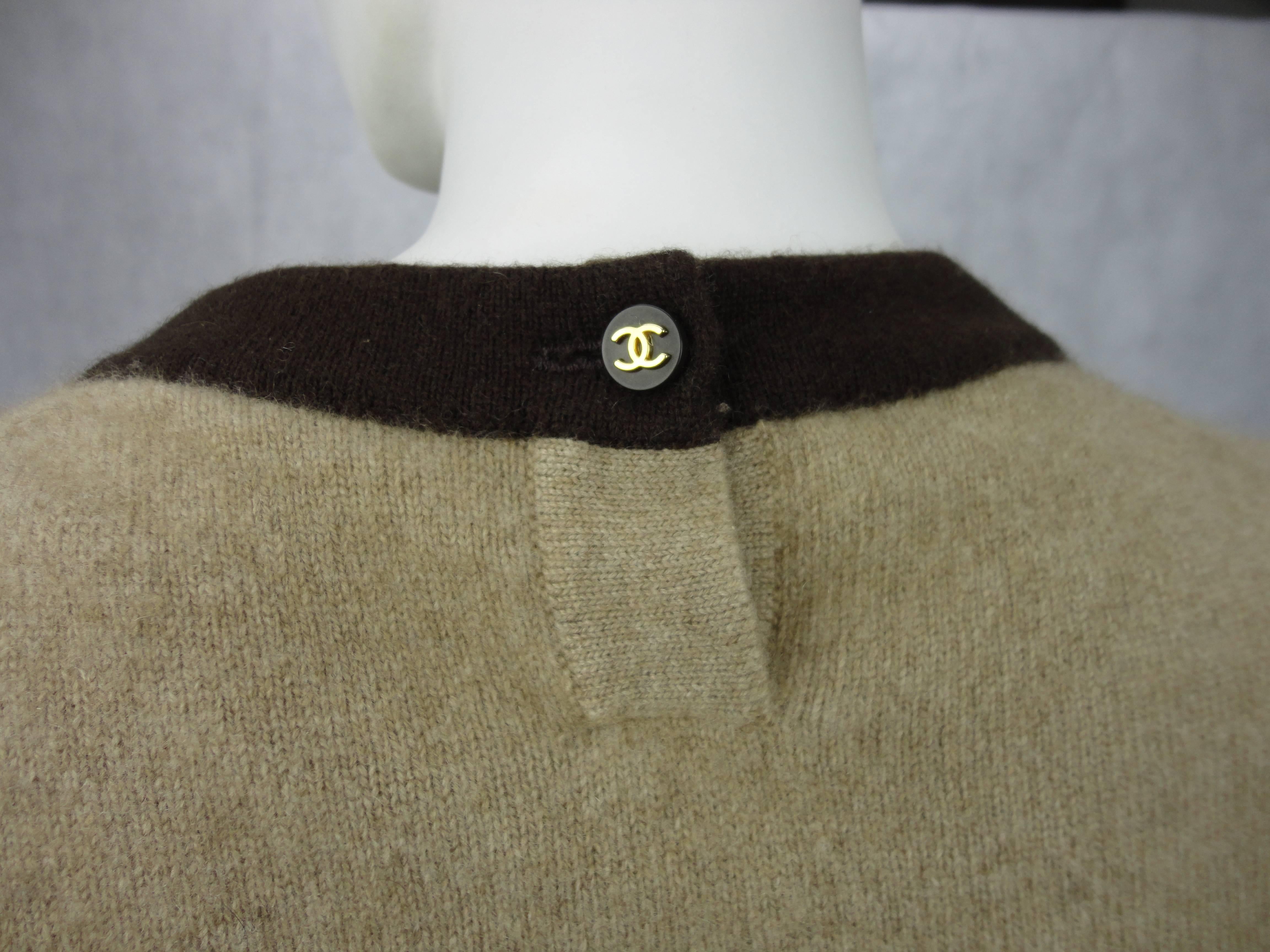 Brown 1990s Chanel 100% Cashmere Cardigan Top Twinset