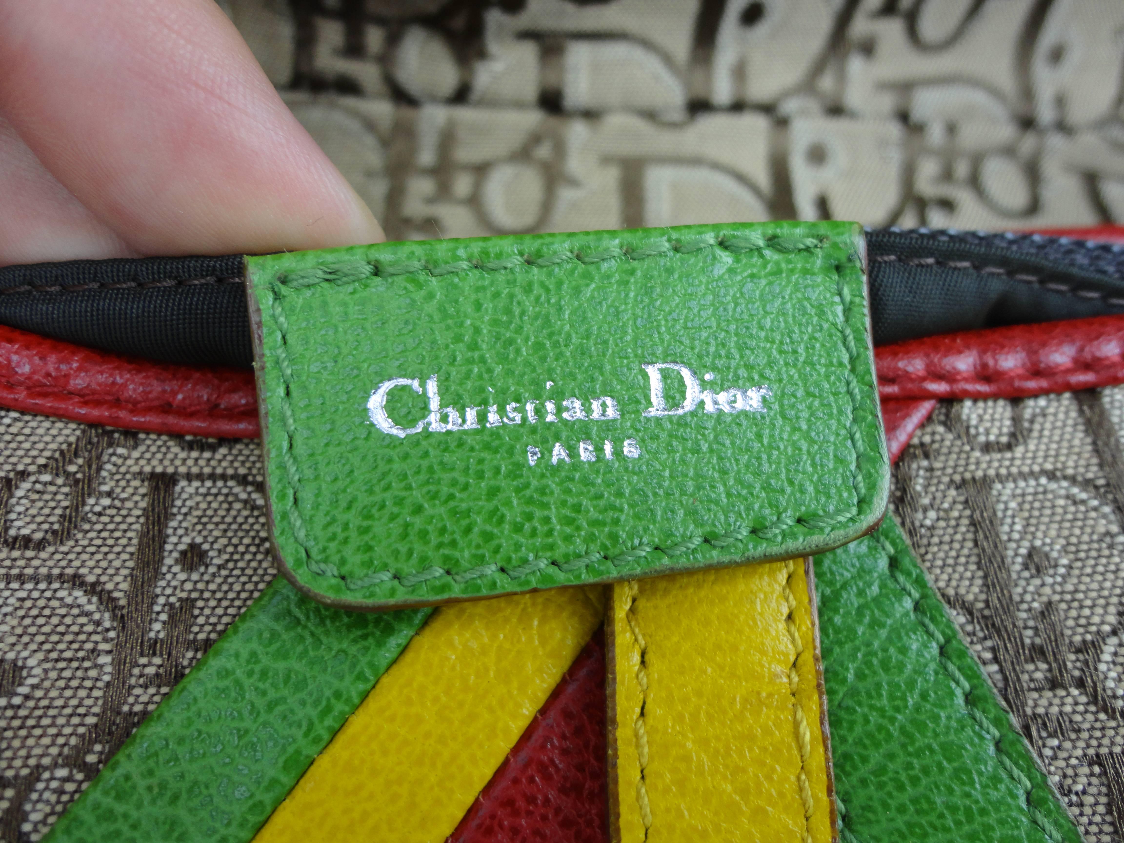 Brown Christian Dior Monogram 'Rasta' Saddle Bag