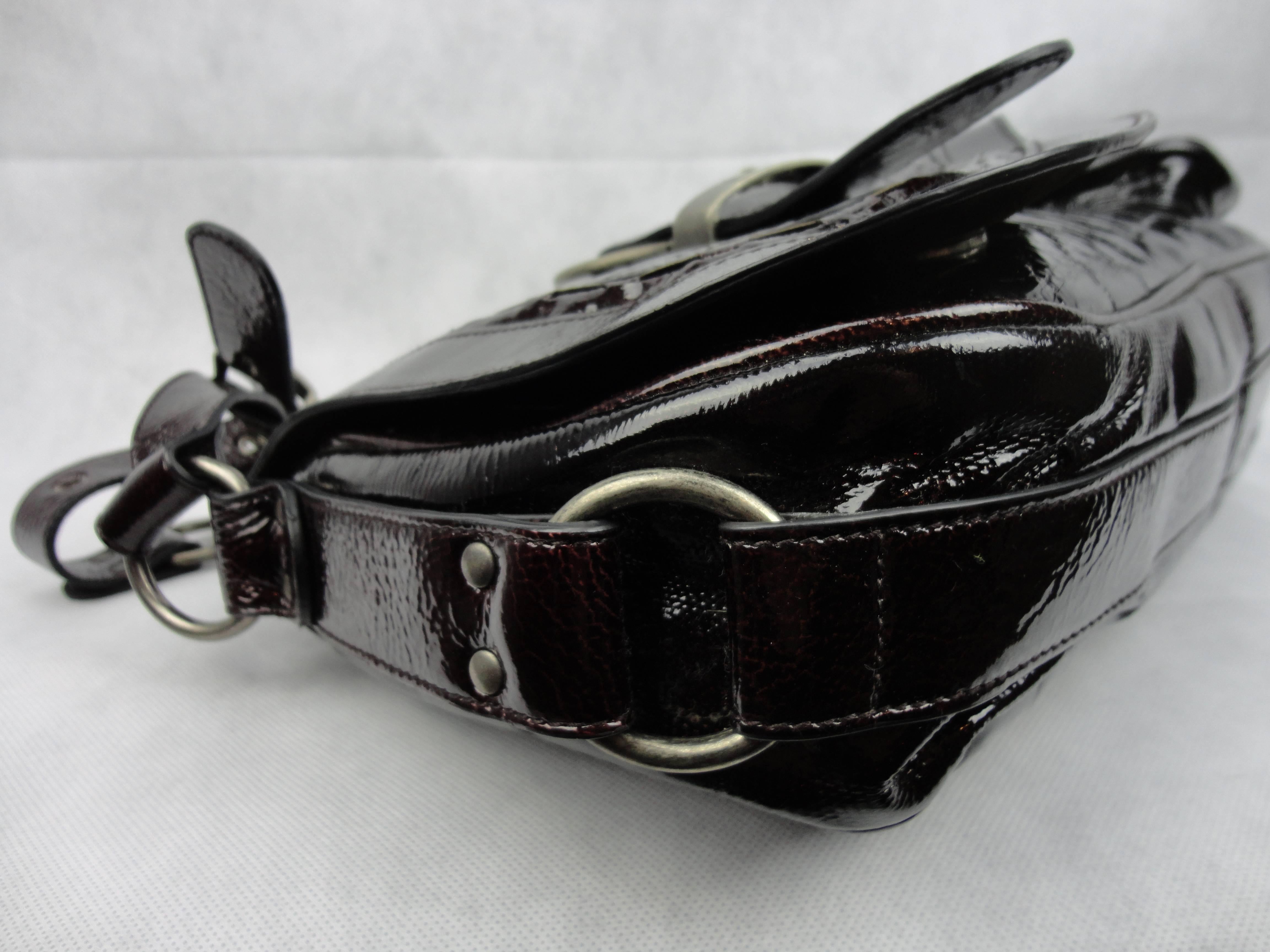 Women's Christian Dior Croc Embossed Patent Leather Gaucho Bag