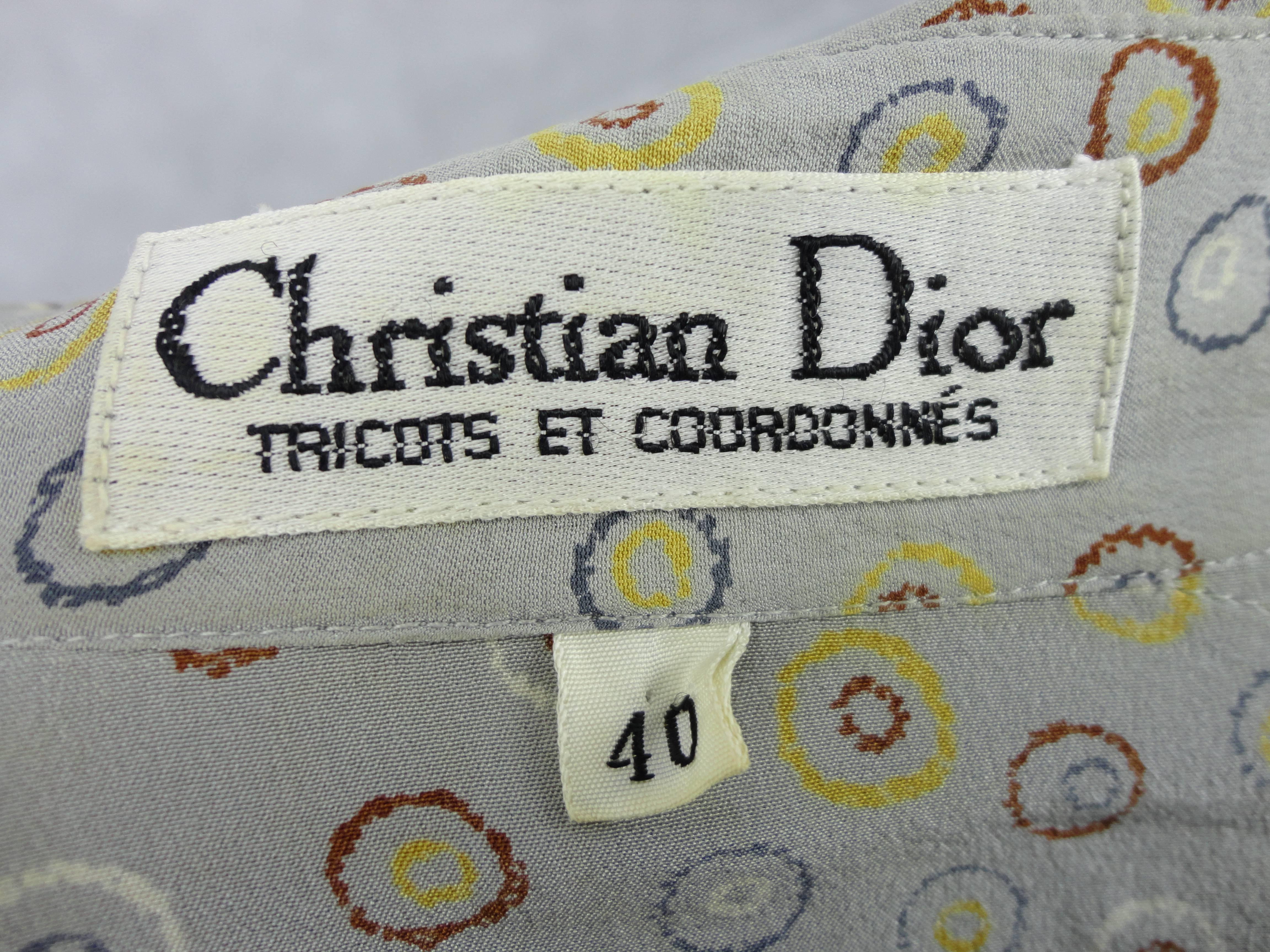 Gray Vintage Christian Dior Silk Shirt