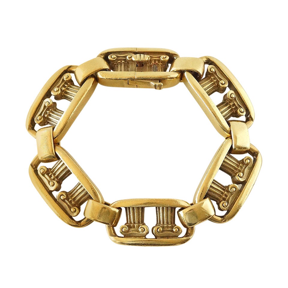 Barry Kieselstein-Cord Column Pompeii 1980 18K Gold Link Bracelet For Sale