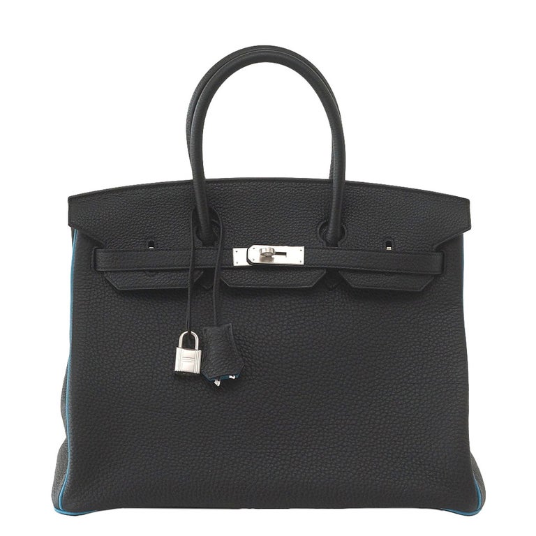 Hermes Birkin 35 Bag Black Turquoise Bi Color HSS Brushed Palladium For Sale
