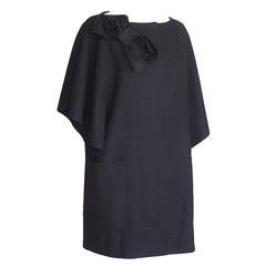 RED VALENTINO coat jet black chic 3/4 sleeve bold bow 40 6 4