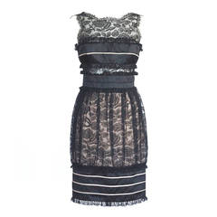 Retro CHANEL dress black lace satin formal to cocktail  8