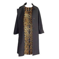 YVES SAINT LAURENT dress suit leopard print black spring coat fits 8