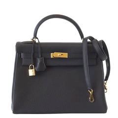 HERMES KELLY Bag 32 Begehrte Black Togo Gold Hardware