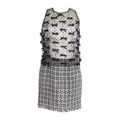 CHANEL dress fantasy tweed lace shell with bows 38 / fits 4 to 6 NEW exquisite
