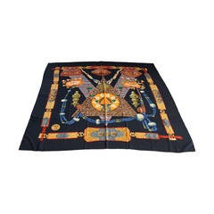 HERMES scarf shawl vibrant large "TIBET" motif cashmere silk Vintage