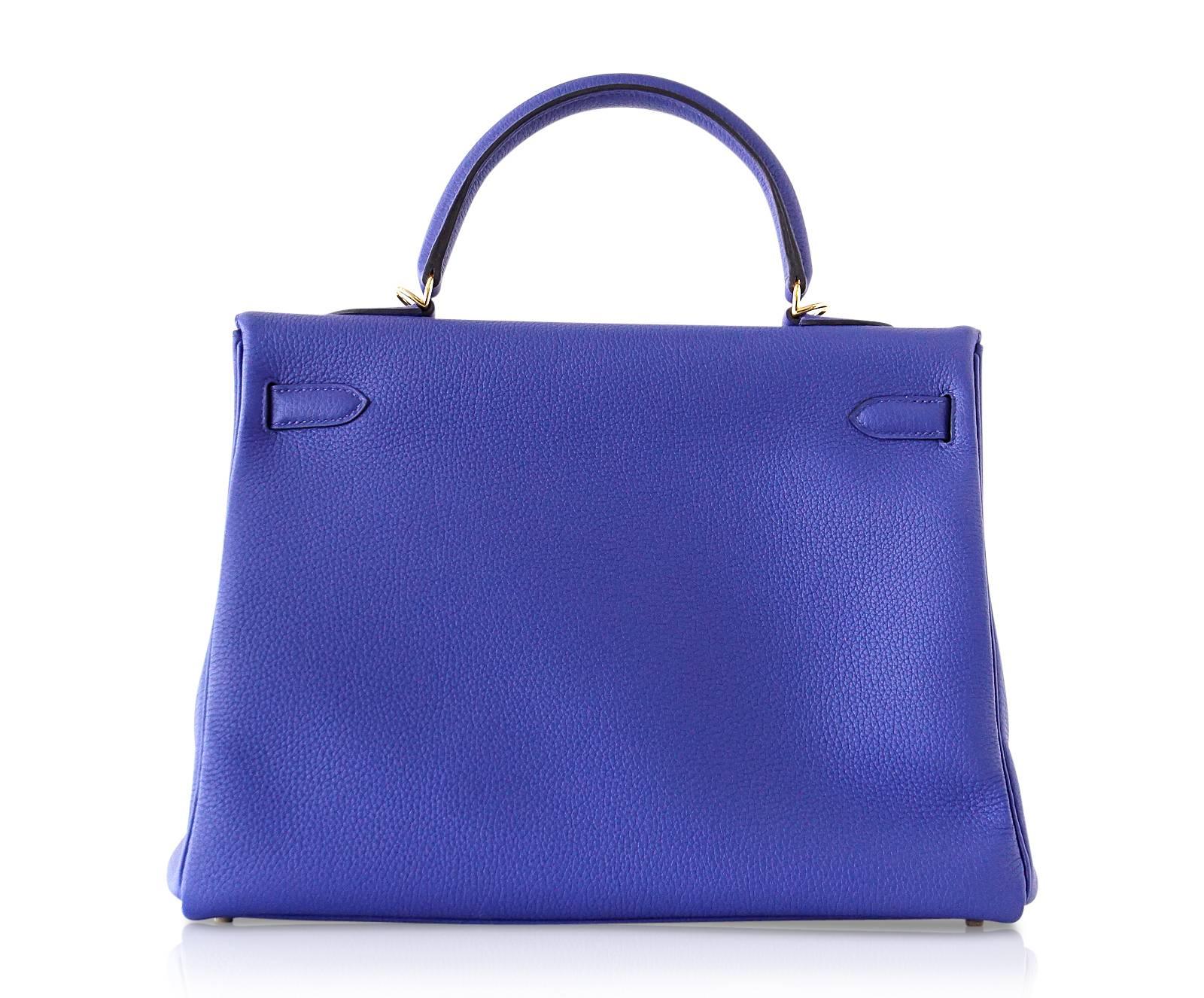 Hermes Retourne Blue Electric GWH Togo Kelly 35 Bag 2