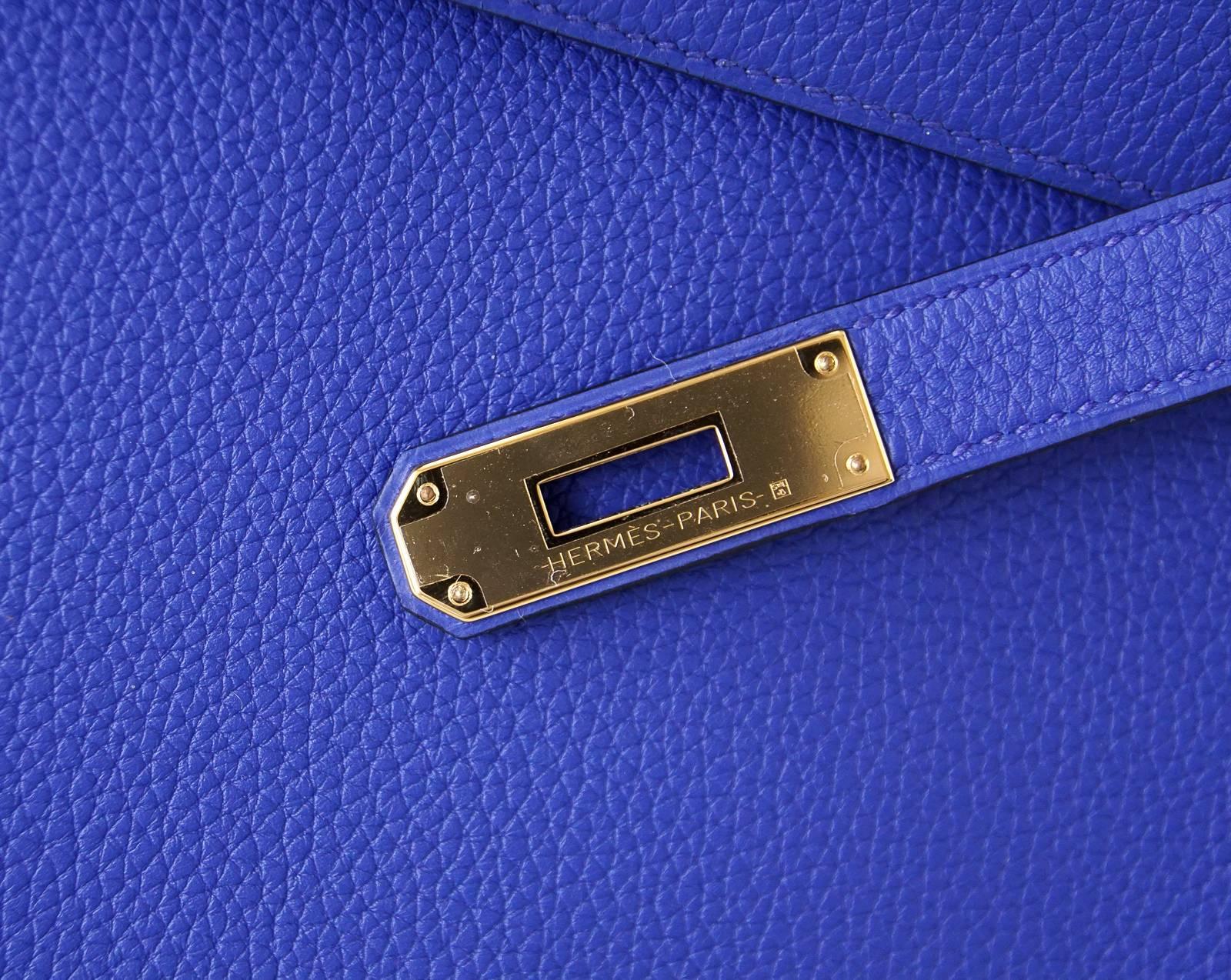 Hermes Retourne Blue Electric GWH Togo Kelly 35 Bag In New Condition In Miami, FL