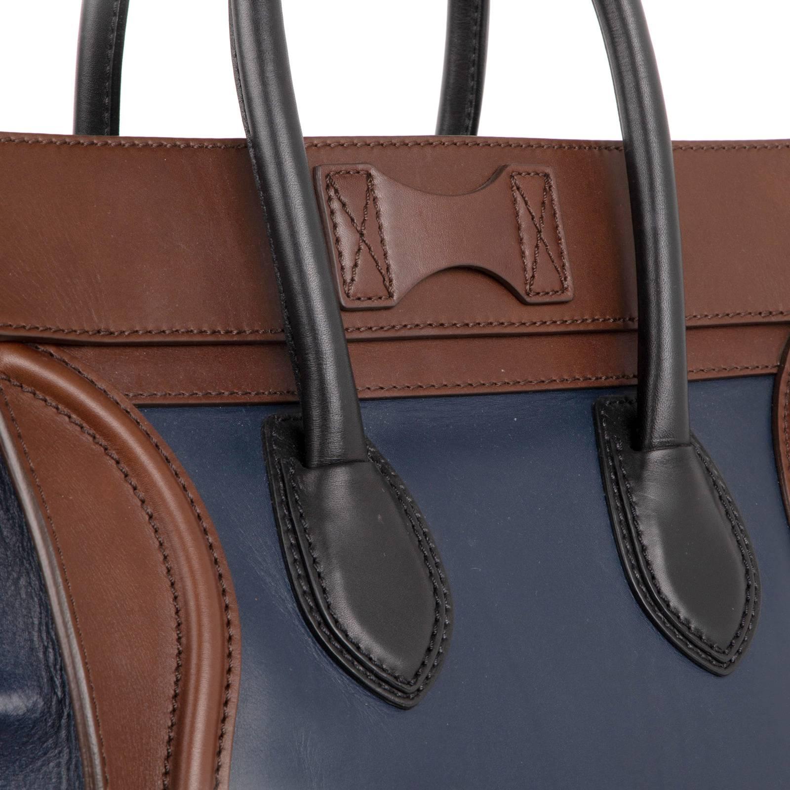 Women's Celine Phantom Medium Tri Colour Navy Brown Black Luggage Tote Bag