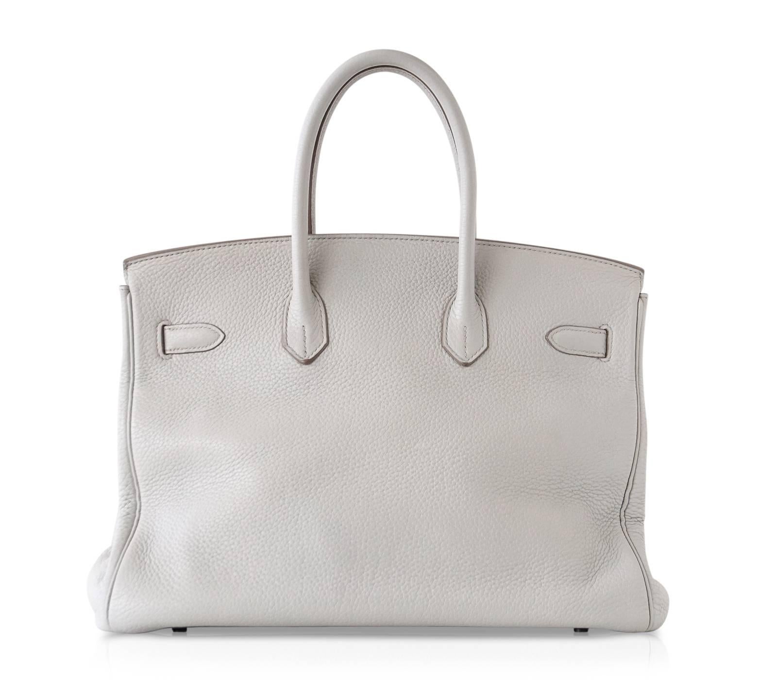 Hermes Gris Perle Club Mykonos Lizard White Clemence Palladium Birkin 35 Bag  1