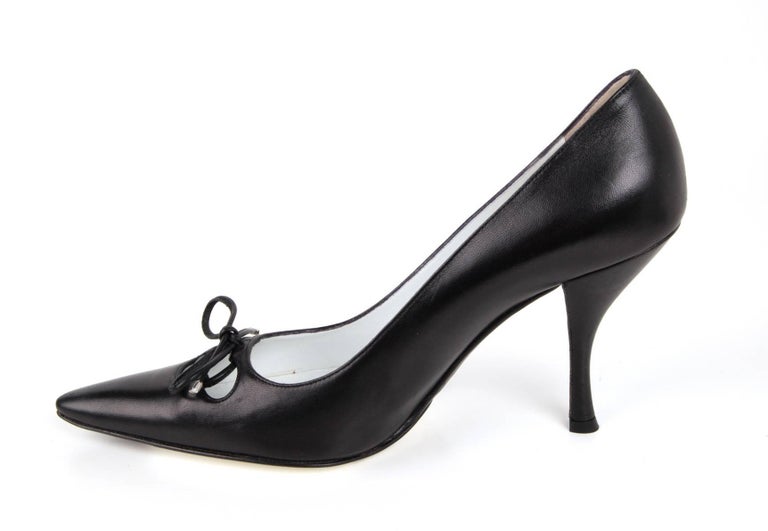 Dolce&Gabbana Shoe Black Leather Pump Laced Bow 39.5 / 9.5 New For Sale ...