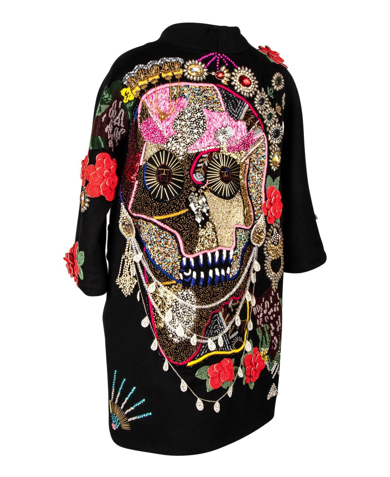 Libertine Limited Edition Rear Skull Embellished Unisex Black Coat New S 9