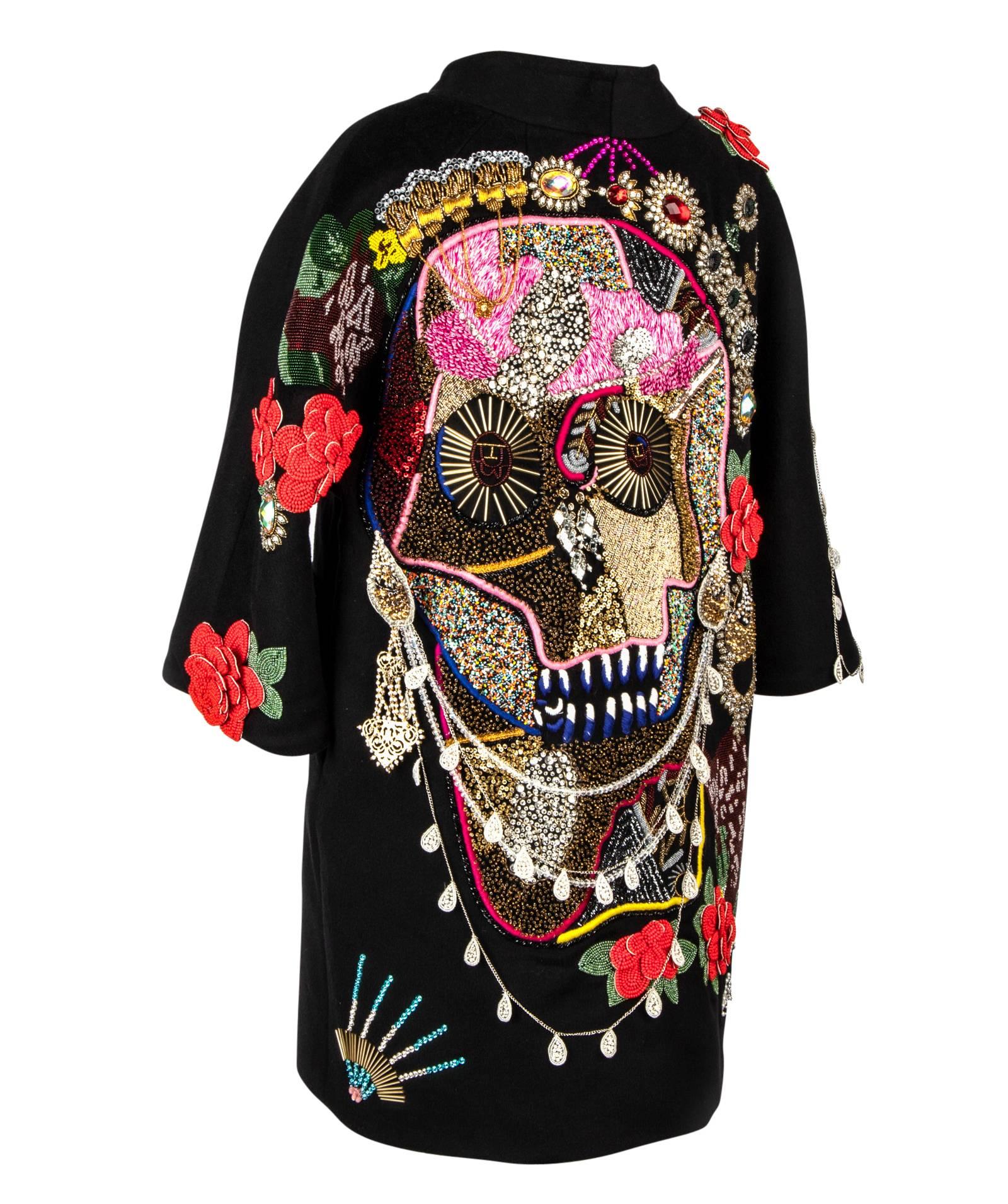 Libertine Limited Edition Rear Skull Embellished Unisex Black Coat New S 14