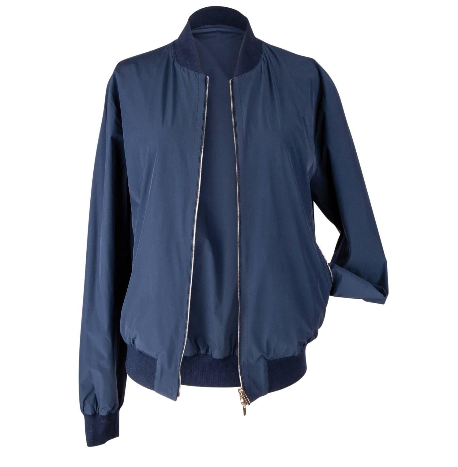 Hermes Men's Jacket Chaine D'Ancre Blue Reversible Windbreaker 50 / 40 New For Sale 3