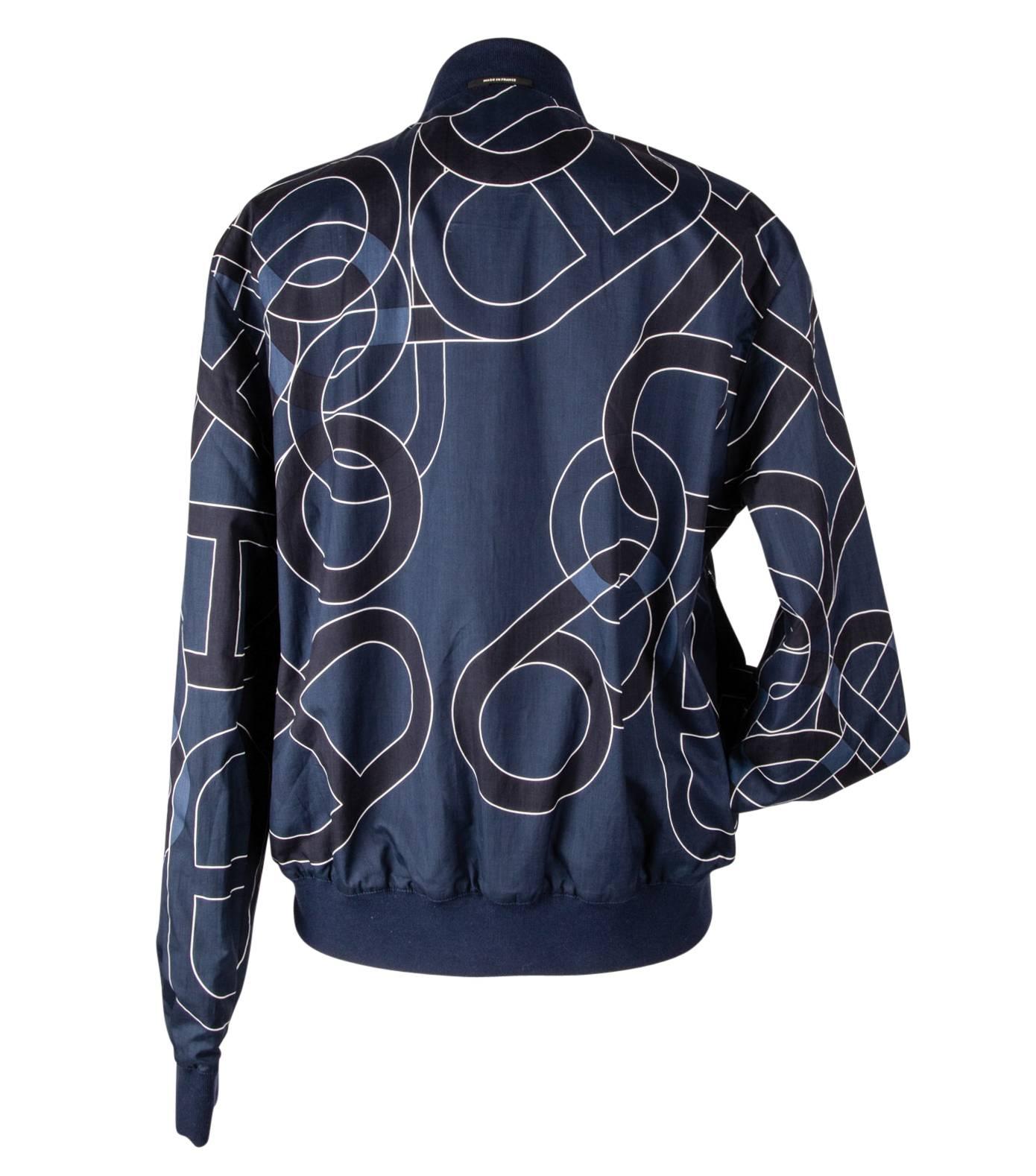 Hermes Men's Jacket Chaine D'Ancre Blue Reversible Windbreaker 50 / 40 New For Sale 4
