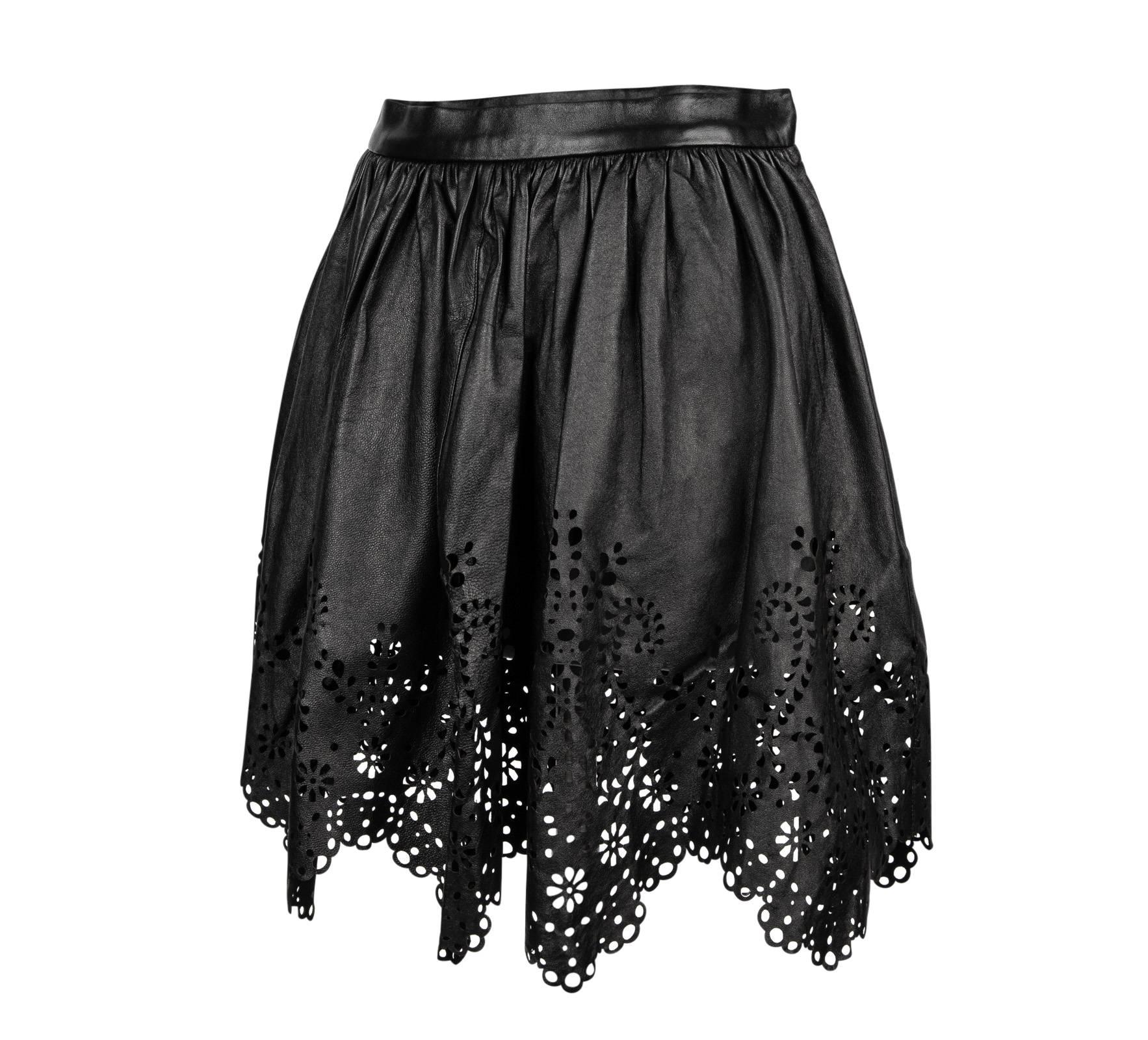 laser cut leather skirt