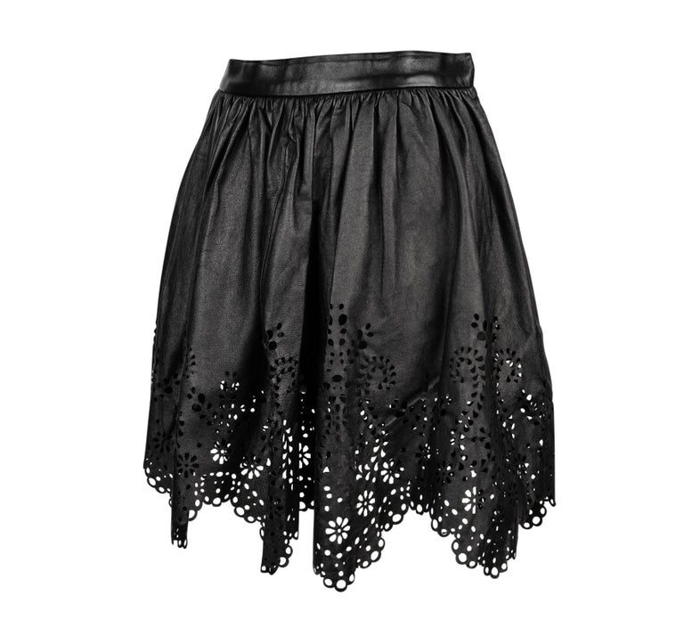 Chloe Skirt Leather Opening Ceremony Laser Cut S New For Sale at ...