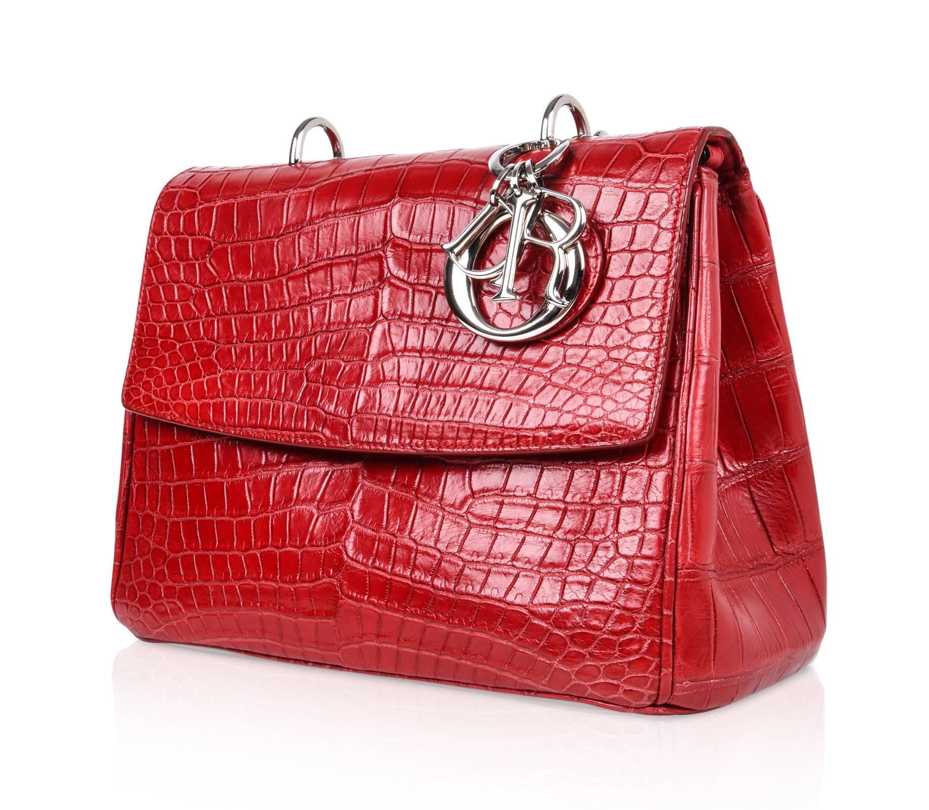 Guaranteed authentic Christian Dior Be Dior bag created Fall 2014 and was the brand's ad campaign with Jennifer Lawrence.
Carried by hand, cross body or shoulder bag.
Meant to be as day, evening or weekend bag, the front flap to this elegant bag