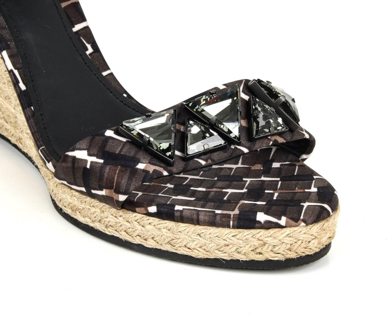 Black Bottega Veneta Shoe Roped Wedge Tri Color Ankle Strap 40 / 10 New