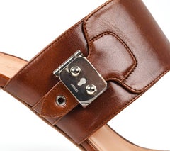 Hermes Shoe Cognac Leather Mule Palladium Hardware 41 / 11