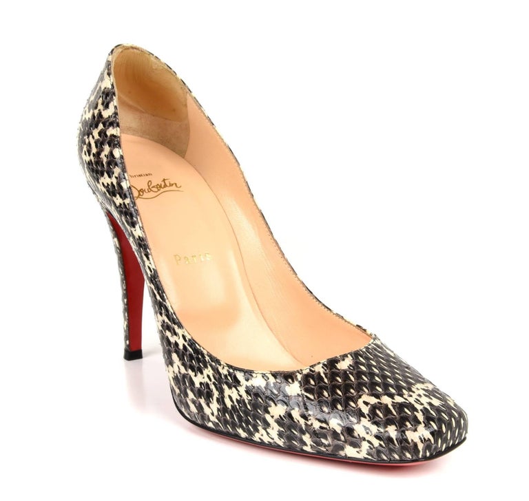 Christian Louboutin Shoe Black and Off White Snakeskin Pump 40 / 10 For ...