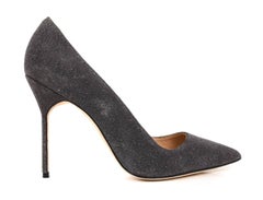 Manolo Blahnik Shoe Glittered Suede Pump Elephant Gray 40 / 10 New