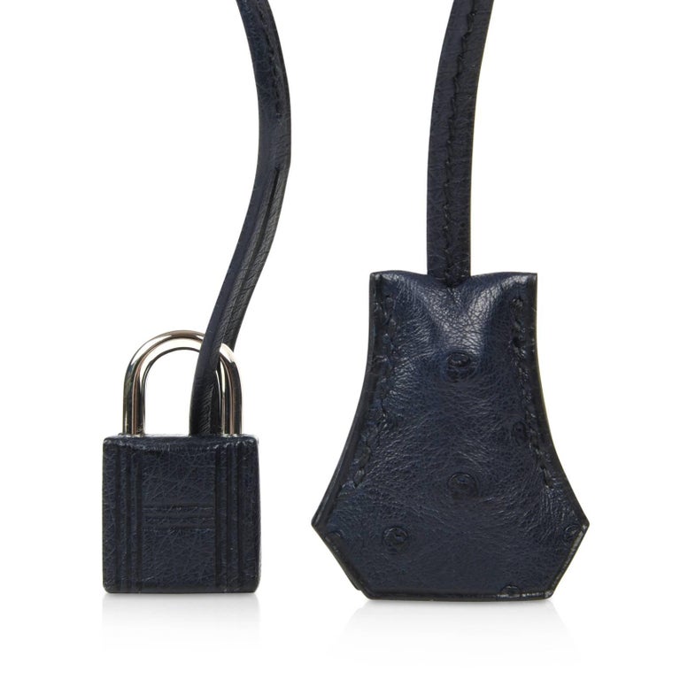 Hermes Birkin Bag 30cm Beautiful Ostrich Blue Indigo Palladium Hardware
