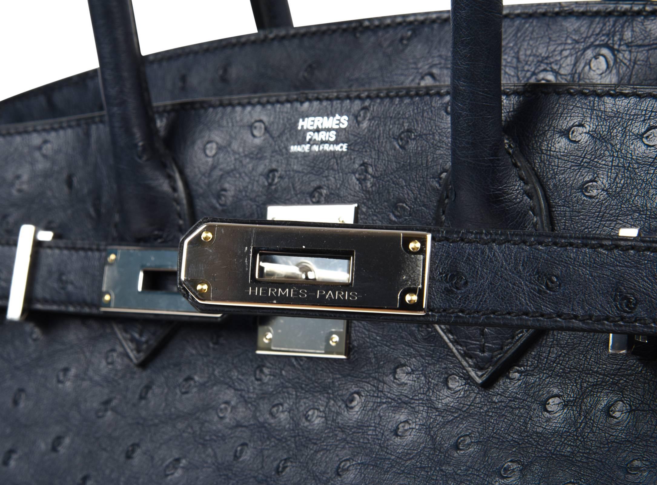 hermes blue indigo ostrich