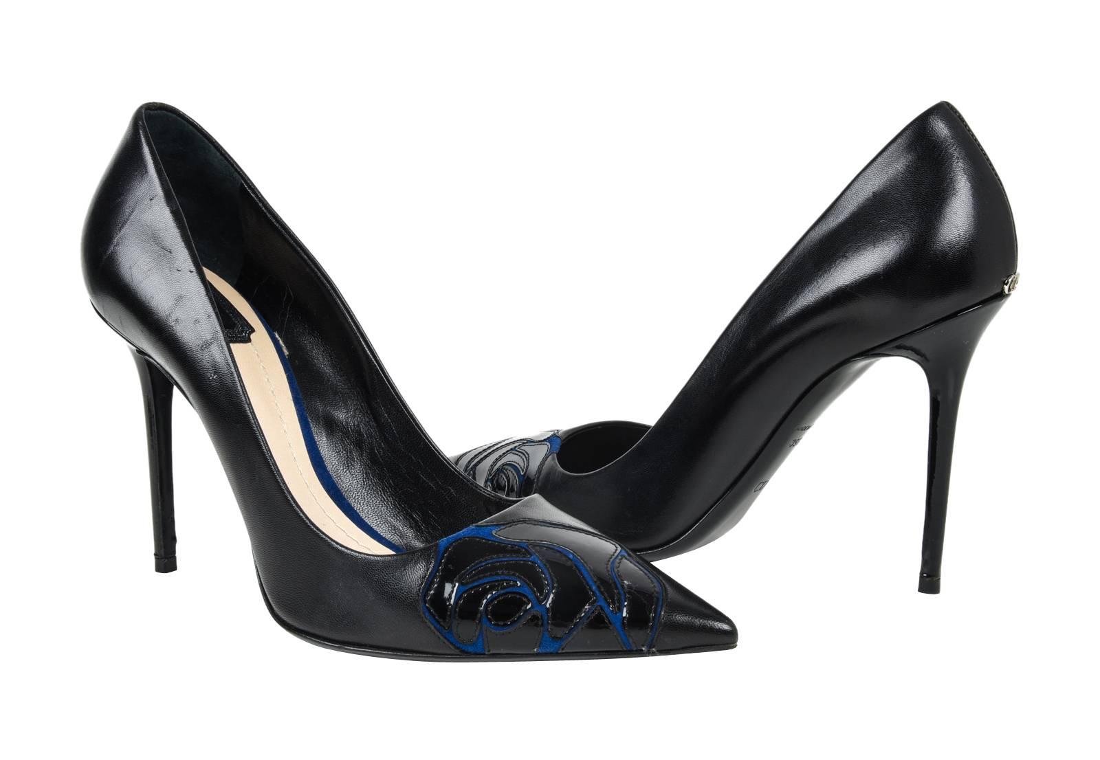 Christian Dior Shoe Black Pump Rose Applique Detail 39.5 / 9.5 1