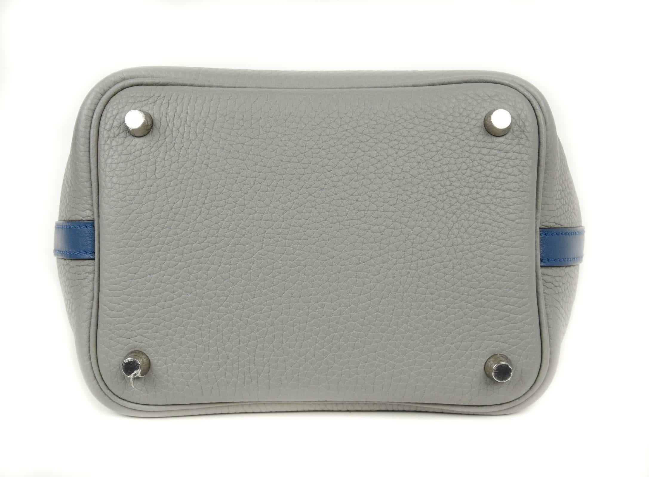 Hermes Picotin Lock Touch Bag 18cm Gris Mouette Blue Agate Limited Edition New In New Condition In Miami, FL